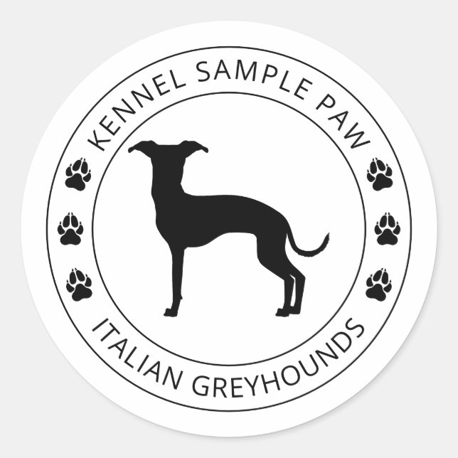 Sticker Rond Silhouette Italienne Greyhound Avec Patrouilles Et (Devant)