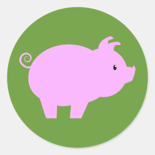 Sticker Rond Silhouette mignonne de porcelet