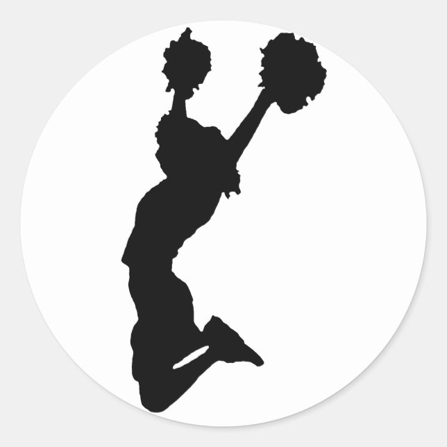 Sticker Rond Silhouette noire de la Pom-pom girl (Devant)