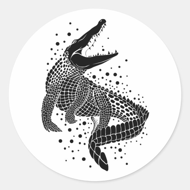 Sticker Rond Silhouette noire d'un crocodile (Devant)