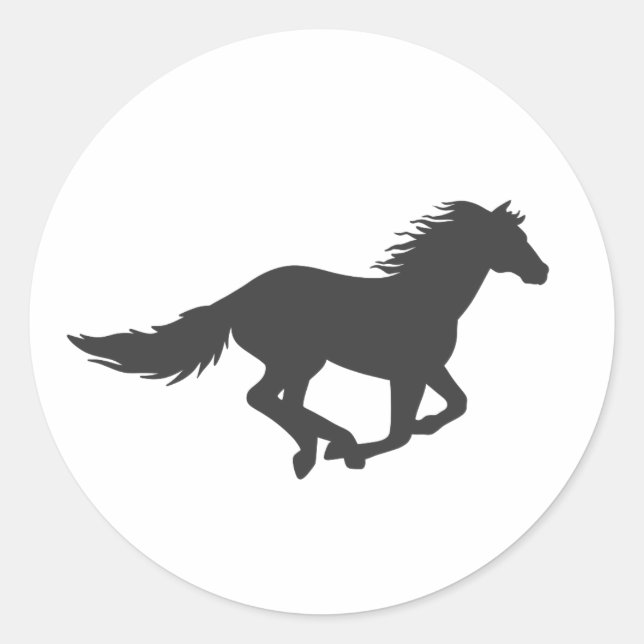 Sticker Rond Silhouette of black running horse (Devant)