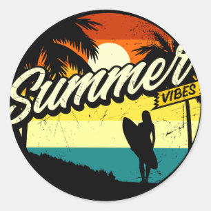 Sticker Rond Silhouette Rétro Vibes