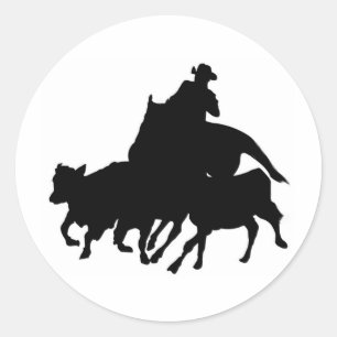 Sticker Rond Silhouettes - chevaux - parquage d'équipe