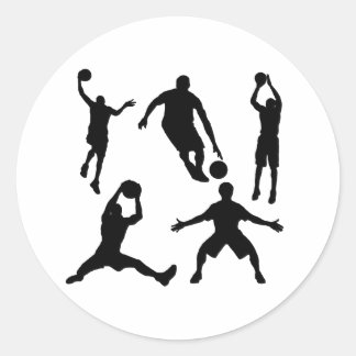 Sticker Rond Silhouettes de basket-ball