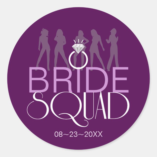 Sticker Rond Silhouettes de l'équipe de mariées blanches sur le (Devant)