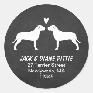 Sticker Rond Silhouettes de Pit Bull Terrier Adresse de l'expéd