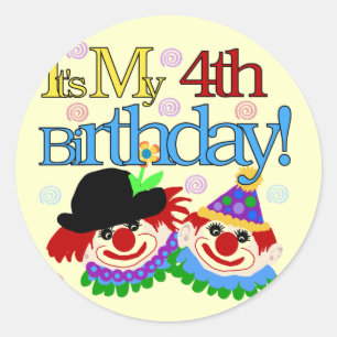 Sticker Rond Silly Clowns 4th Birthday Tshirts et cadeaux