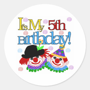 Sticker Rond Silly Clowns 5e anniversaire