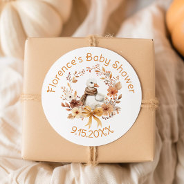 Sticker Rond Silly Goose Rustic Bow Baby shower Thank you