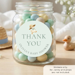 Sticker Rond Silly Goose Sage Remerciements Baby Shower