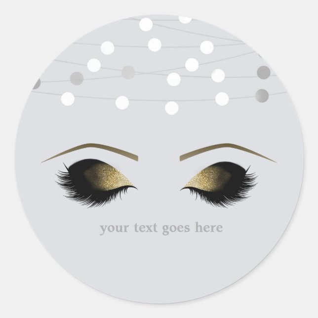 Sticker Rond Silver Blanc Glam Gold Maquillage Eyelashes Favori (Devant)