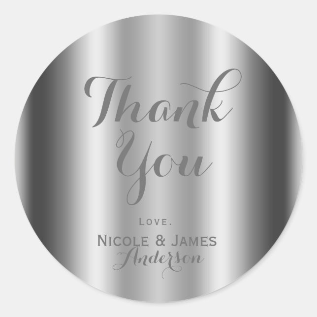 Sticker Rond Silver brillant Glam Élégant mariage personnalisé  (Devant)