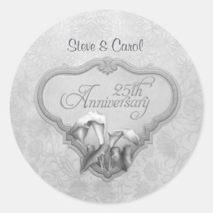 Sticker Rond Silver Calla 25e anniversaire du Mariage