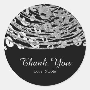 Sticker Rond Silver Glam Cheetah Print Exotic Party Favoriser
