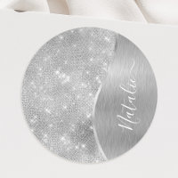 Silver Glitter Glam Bling Personalized
