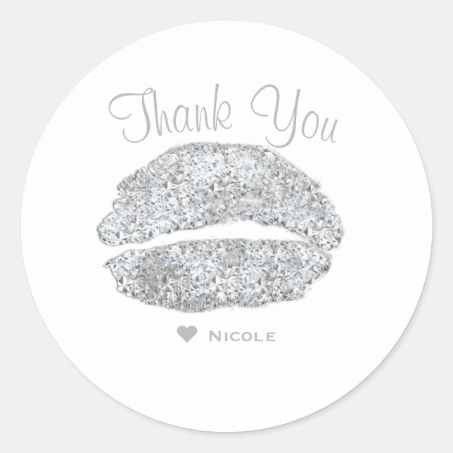 Sticker Rond Silver Lips Kiss Maquillage Beauté Glam Chic Custo (Devant)