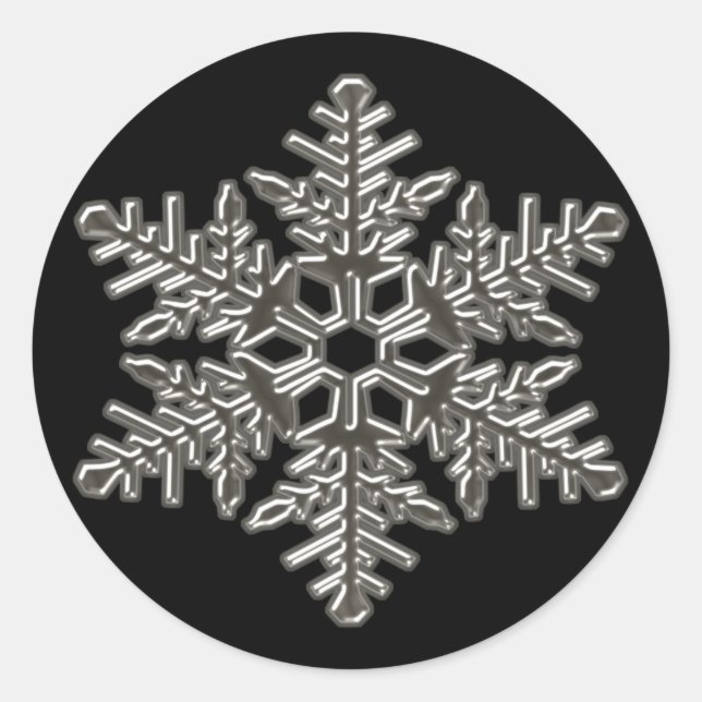 Sticker Rond Silver Metal Deco Snow Fall Snowflakes (Devant)