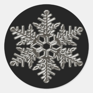 Sticker Rond Silver Metal Deco Snow Fall Snowflakes