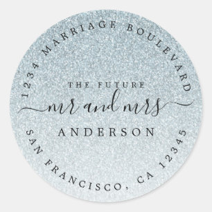 Sticker Rond Silver Parties scintillant Future M. Mme Adresse d