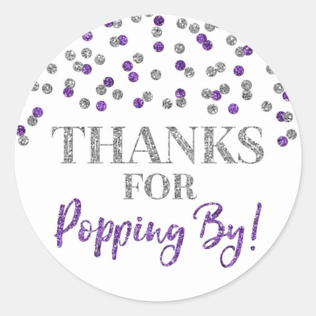 Sticker Rond Silver Purple Confetti Merci pour Popup By (Devant)