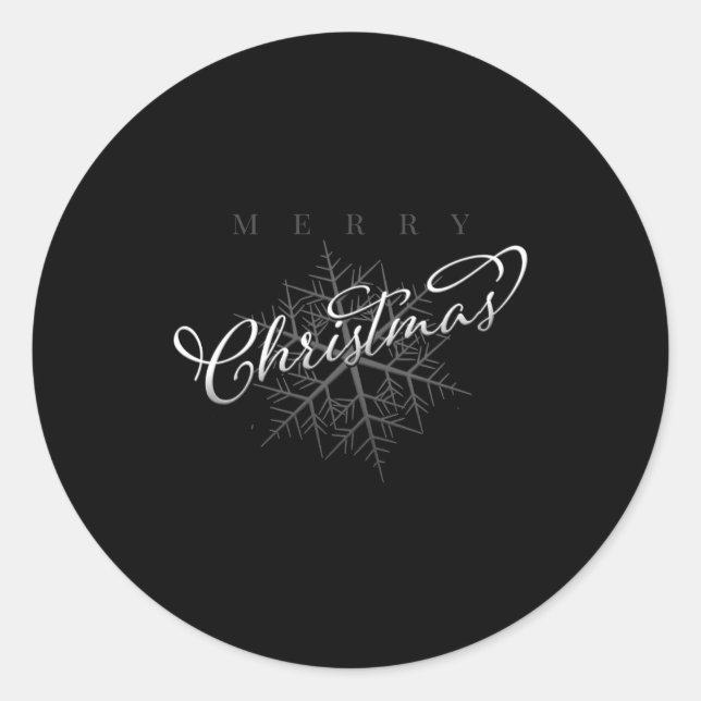 Sticker Rond Silver Snowflake Merry Christmas  (Devant)