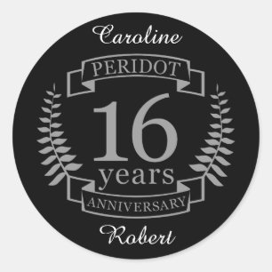 Sticker Rond Silver Traditional wedding anniversary 16 ans