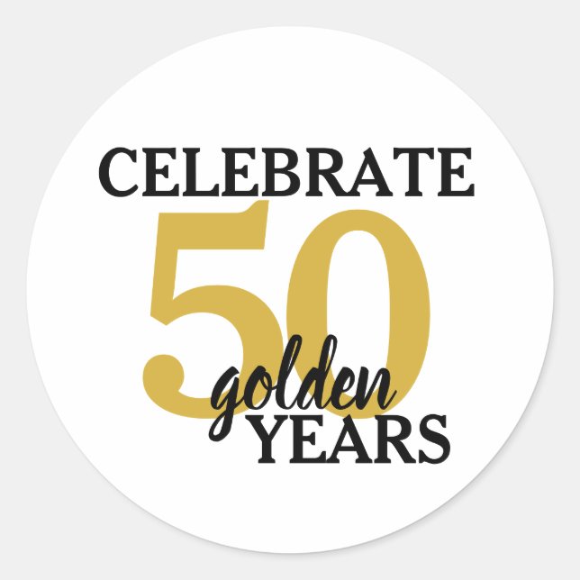 Sticker Rond Simple 50e anniversaire Célébrer 50 ans d'or (Devant)