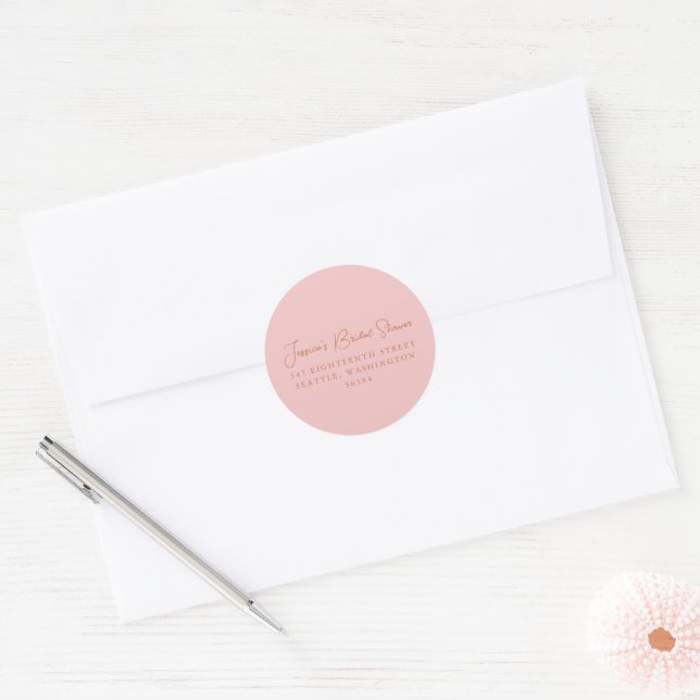 Sticker Rond Simple Adresse de Retour de Mariage Rose (Enveloppe)