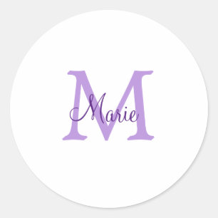 Sticker Rond simple ajout de nom monogramme rose rouge jeton