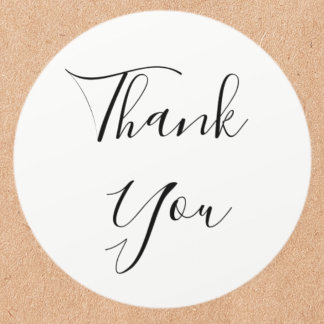 Sticker Rond Simple And Elegant Cursive Thank You