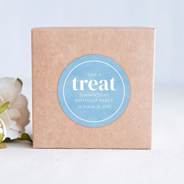 Sticker Rond Simple Anniversaire Treat Favoriser Moderne Océan  (Créateur téléchargé)