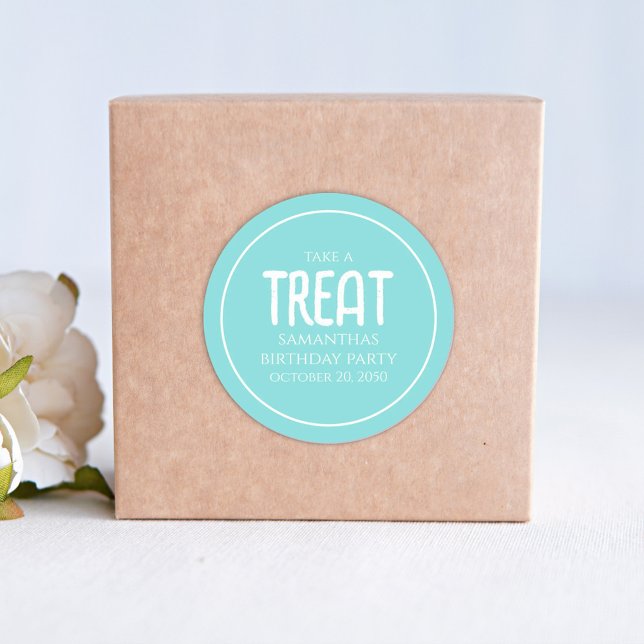 Sticker Rond Simple Anniversaire Treat Favoriser Whimsical Scri (Créateur téléchargé)