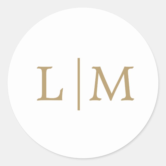 Sticker Rond Simple Antique Or Monogramme Mariage élégant (Devant)