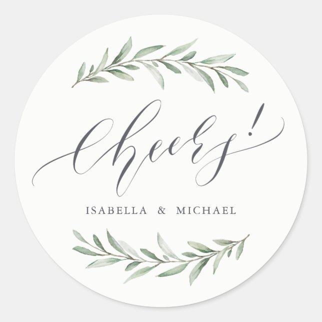 Sticker Rond Simple aquarelle verte Calligraphie acclamer (Devant)