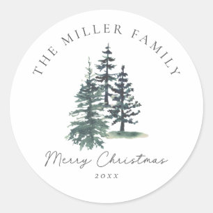 Sticker Rond Simple arbre de Noël élégant Pin