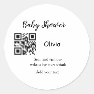 Sticker Rond Simple baby shower site web code-barres QR ajouter