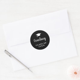 Sticker Rond Simple Black Mortar Board Modernité Graduation