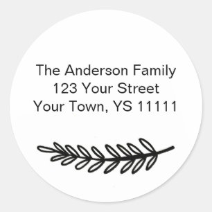 Sticker Rond Simple Black White Pine Adresse