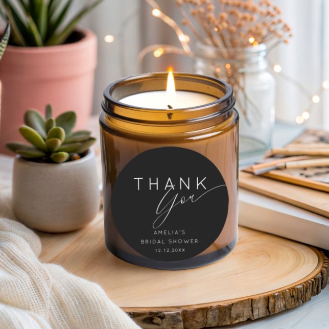 Sticker Rond Simple Black & White Thank You Bridal Shower  (Créateur téléchargé)