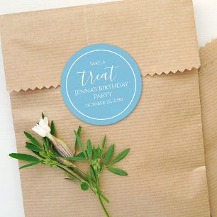 Sticker Rond Simple Blue Anniversaire Calligraphie Cute Étiquet