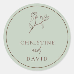 Sticker Rond Simple Bohème Mariage floral Classic Round Stic