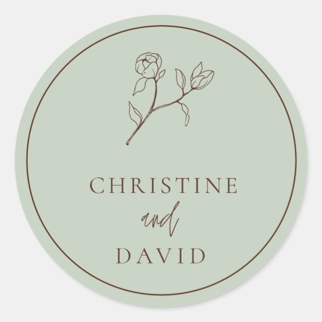 Sticker Rond Simple Bohème Mariage floral Classic Round Stic (Devant)