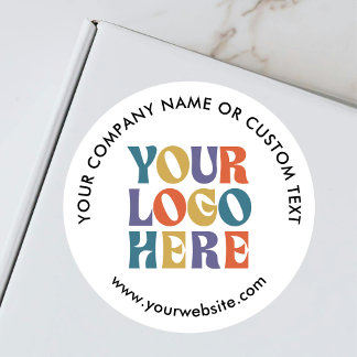 Sticker Rond Simple Business Logo Emballage Expédition Blanc 