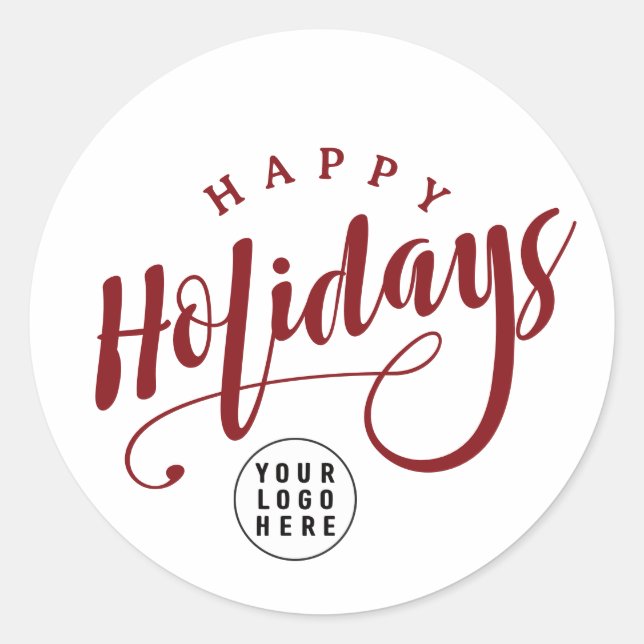 Sticker Rond Simple Business Logo Happy Holidays Script (Devant)