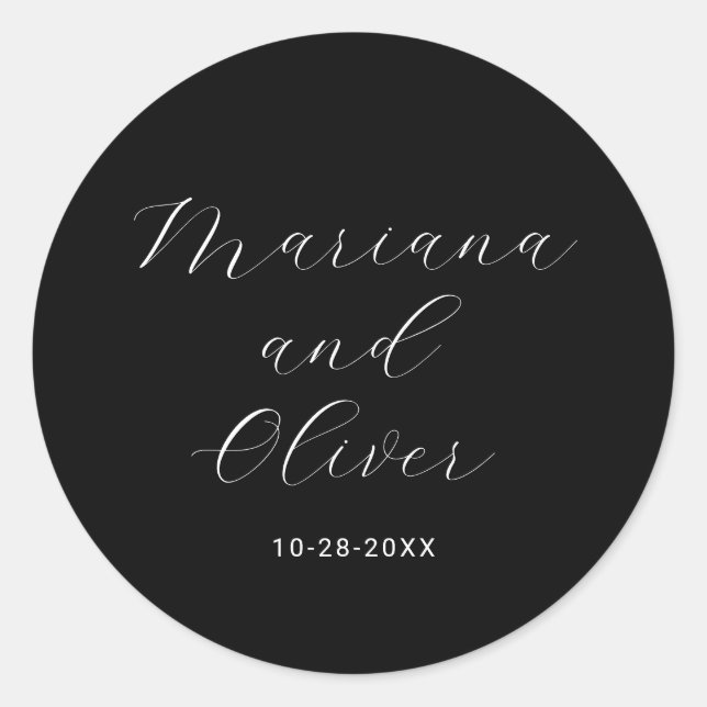 Sticker Rond Simple calligraphie noir (Devant)