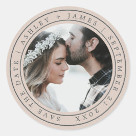 Sticker Rond Simple Chic Enregistrer la date Mariage photo viol