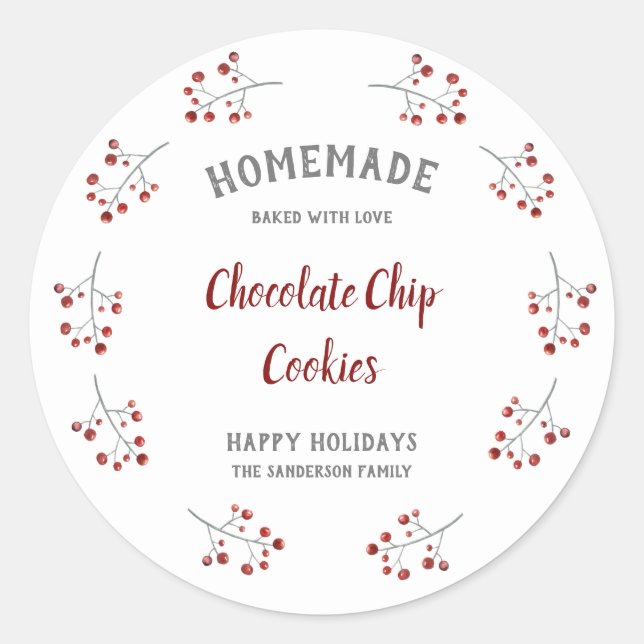Sticker Rond Simple Christmas Berry Wreath Holiday (Devant)