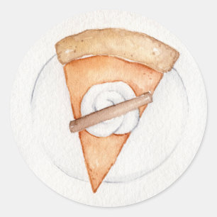 Sticker Rond Simple Citrouille coupe à tarte automne Thanksgivi