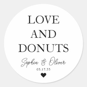 Sticker Rond Simple classique AMOUR DONUTS Coeur Mariage Faveur