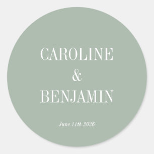 Sticker Rond Simple Classique Élégant Dusty Sage Mariage person